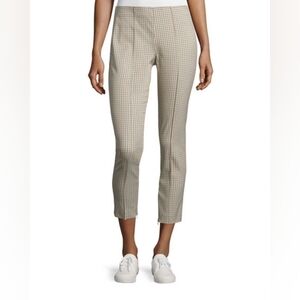THEORY Alettah Ainsley Check Cropped Pants Work Business Plant Trousers